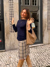 Daniela mesh skirt with checkers – Blue/white