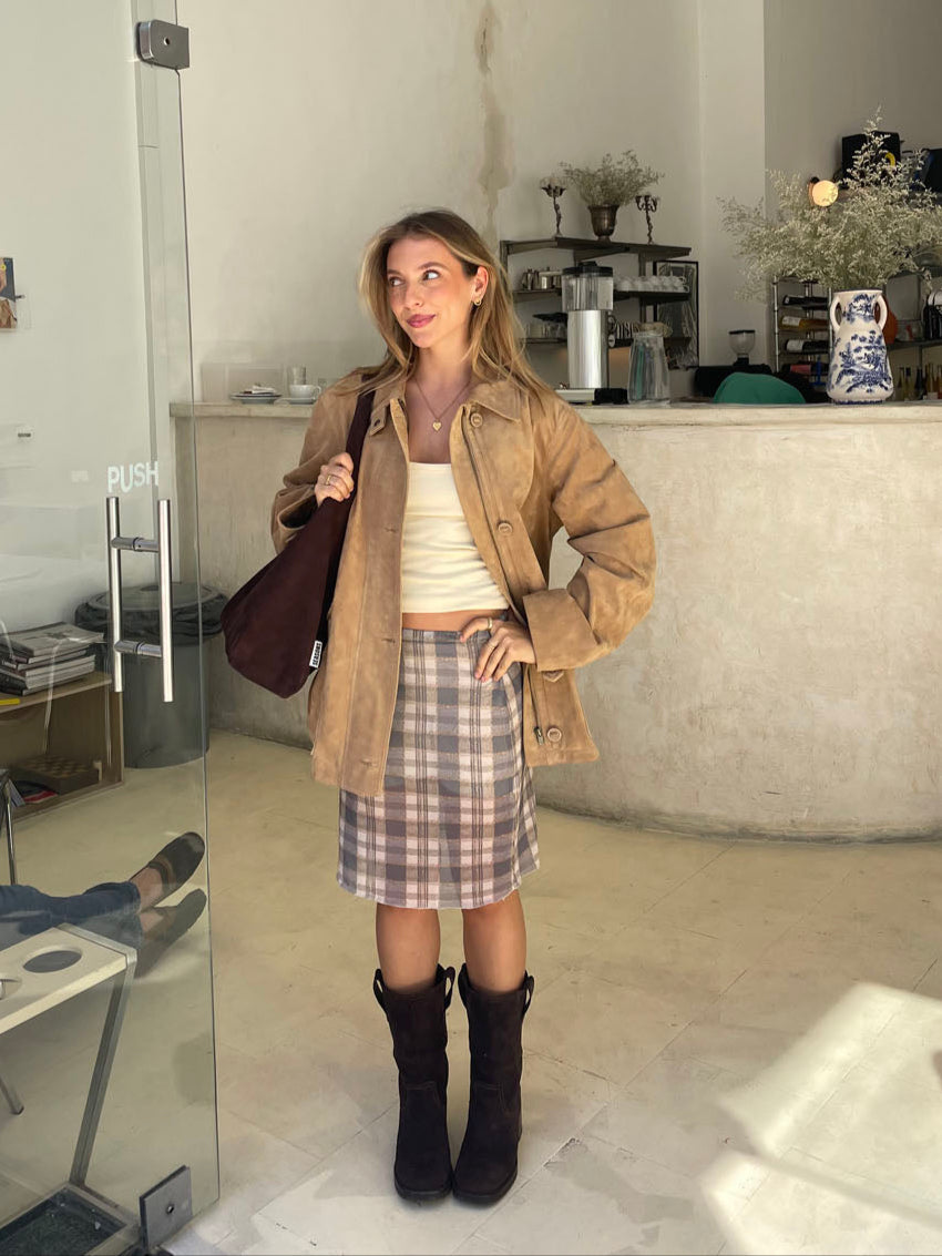 Daniela mesh skirt with checkers – Blue/white