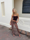 Azelma skirt in mesh with zebra print - Brown/beige