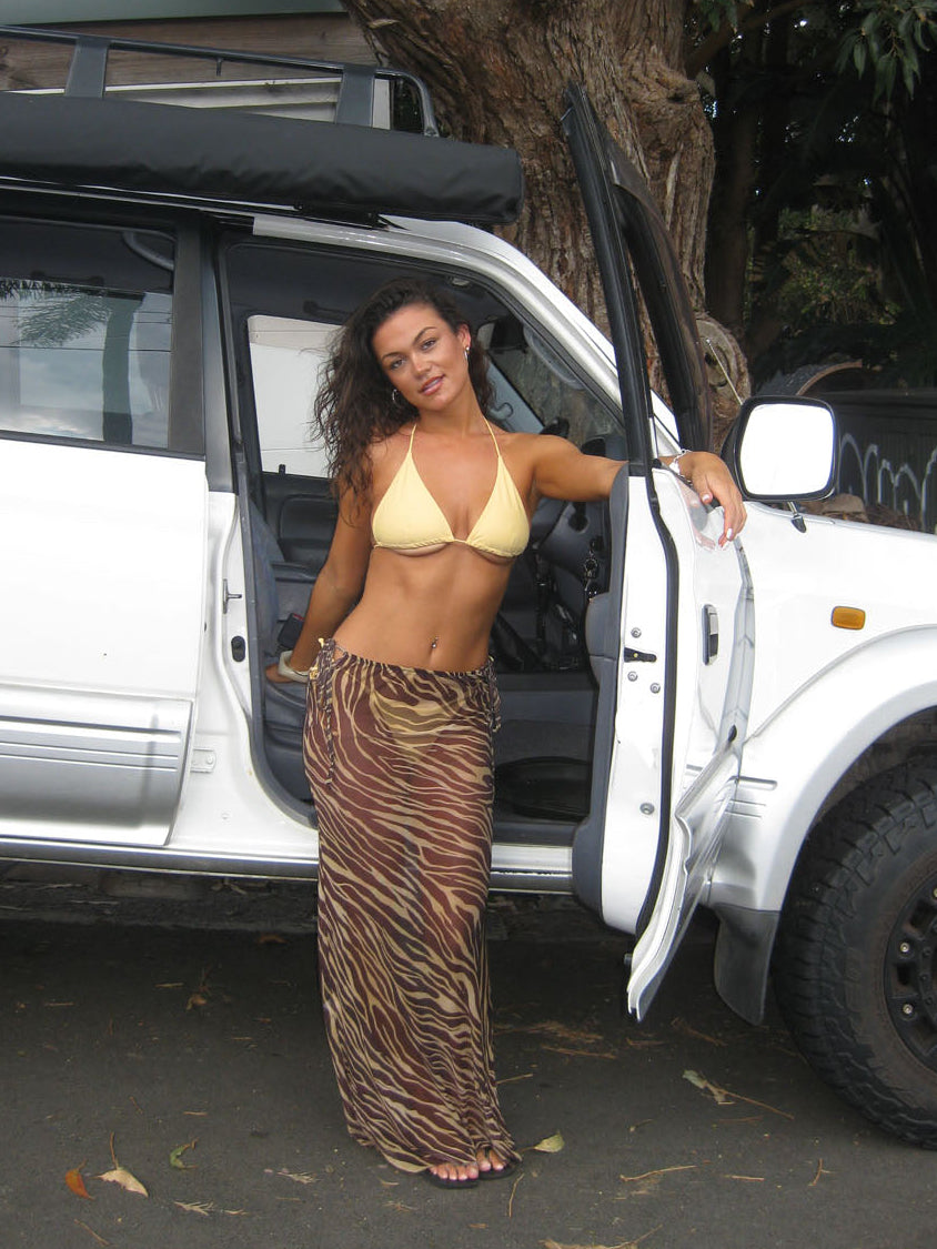 Azelma skirt in mesh with zebra print - Brown/beige