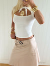 Scandivv skirt with belt - Beige