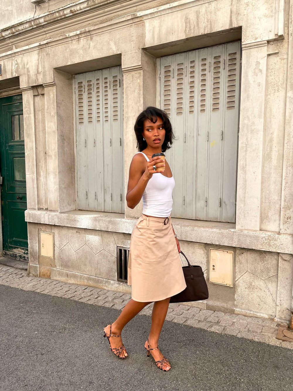 Scandivv skirt with belt - Beige