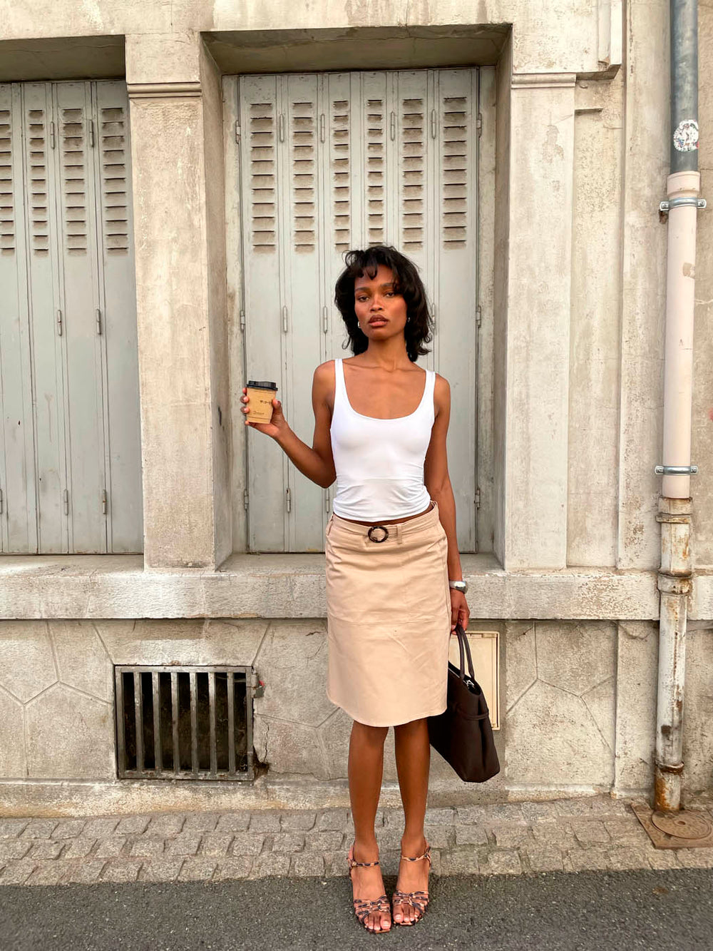 Scandivv skirt with belt - Beige