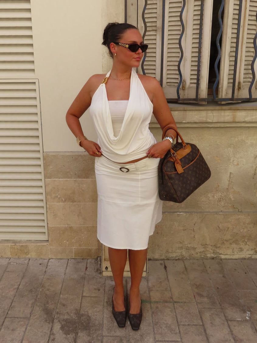 Scandivv skirt with belt - White