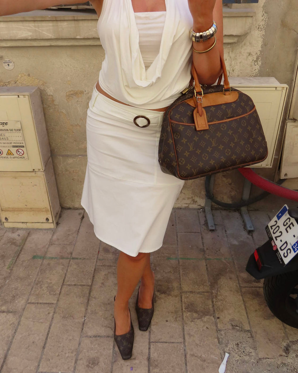 Scandivv skirt with belt - White