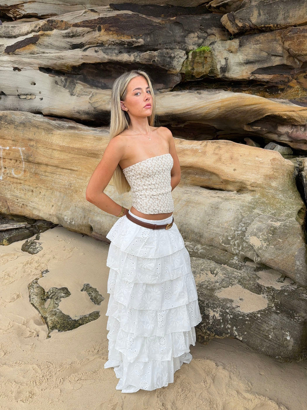 Tunika skirt with ruffles – White