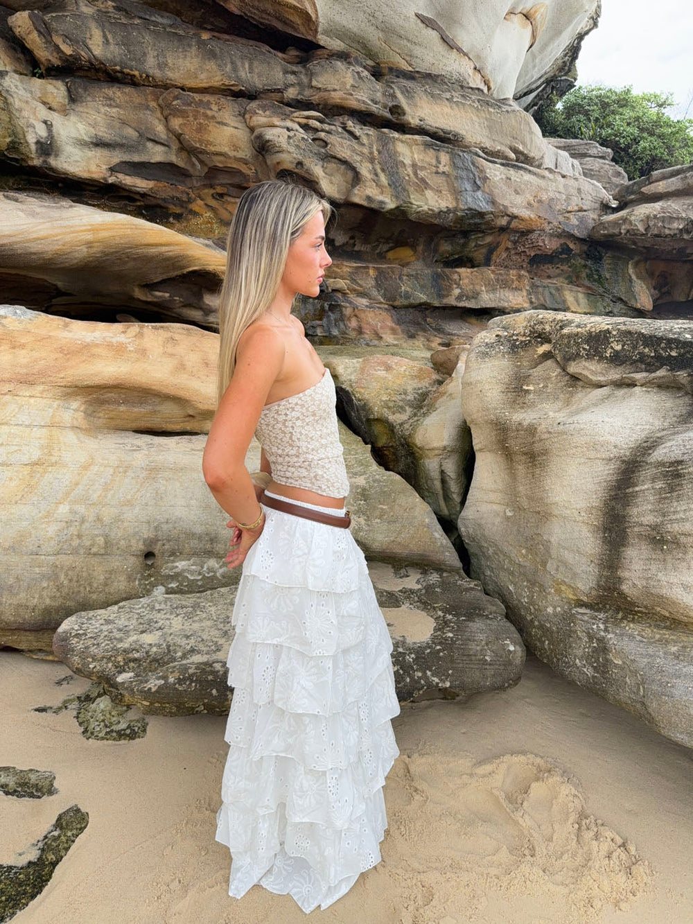 Tunika skirt with ruffles – White