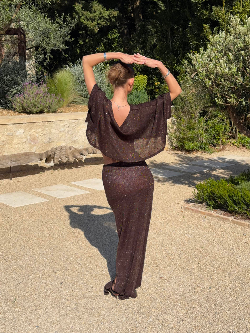 Kissy skirt with glitter - Brown