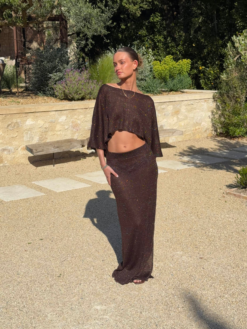 Kissy skirt with glitter - Brown