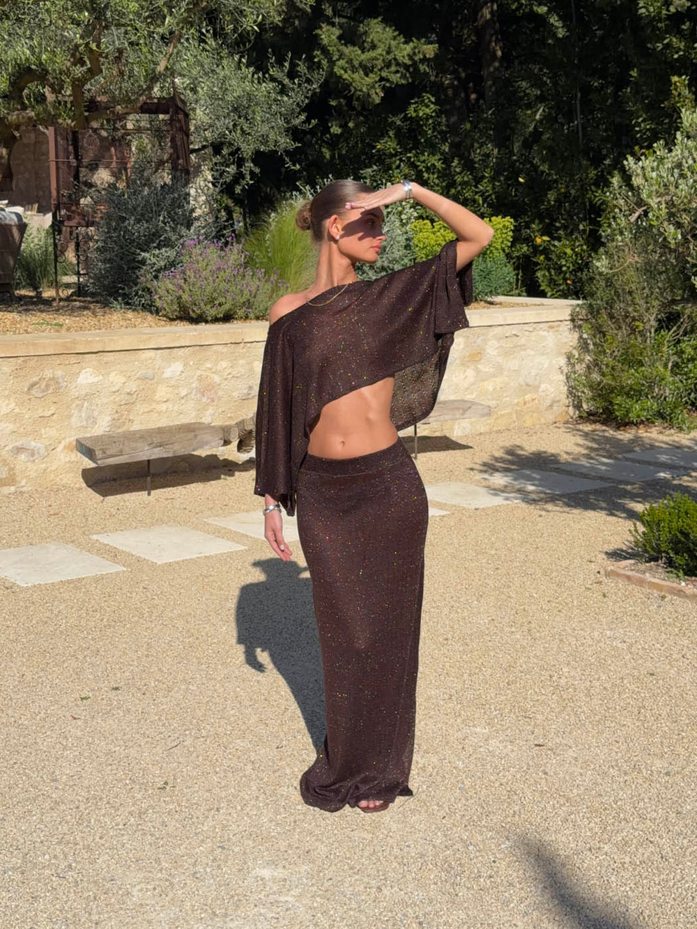 Kissy skirt with glitter - Brown