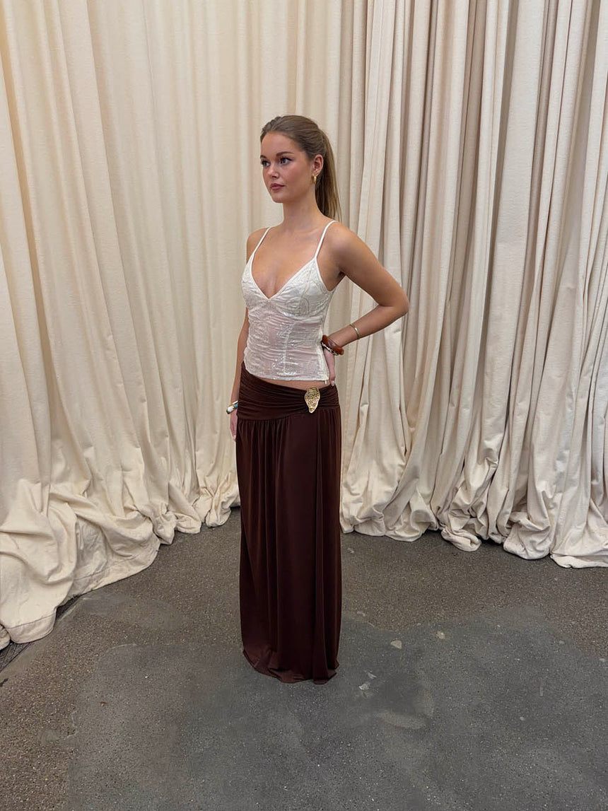 Tionia skirt with gold detail - Brown