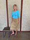 Gulla button-detail skirt – Beige