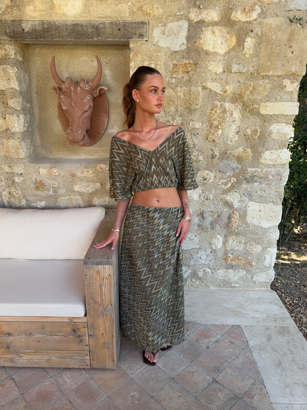 Sjola skirt with pattern – Green