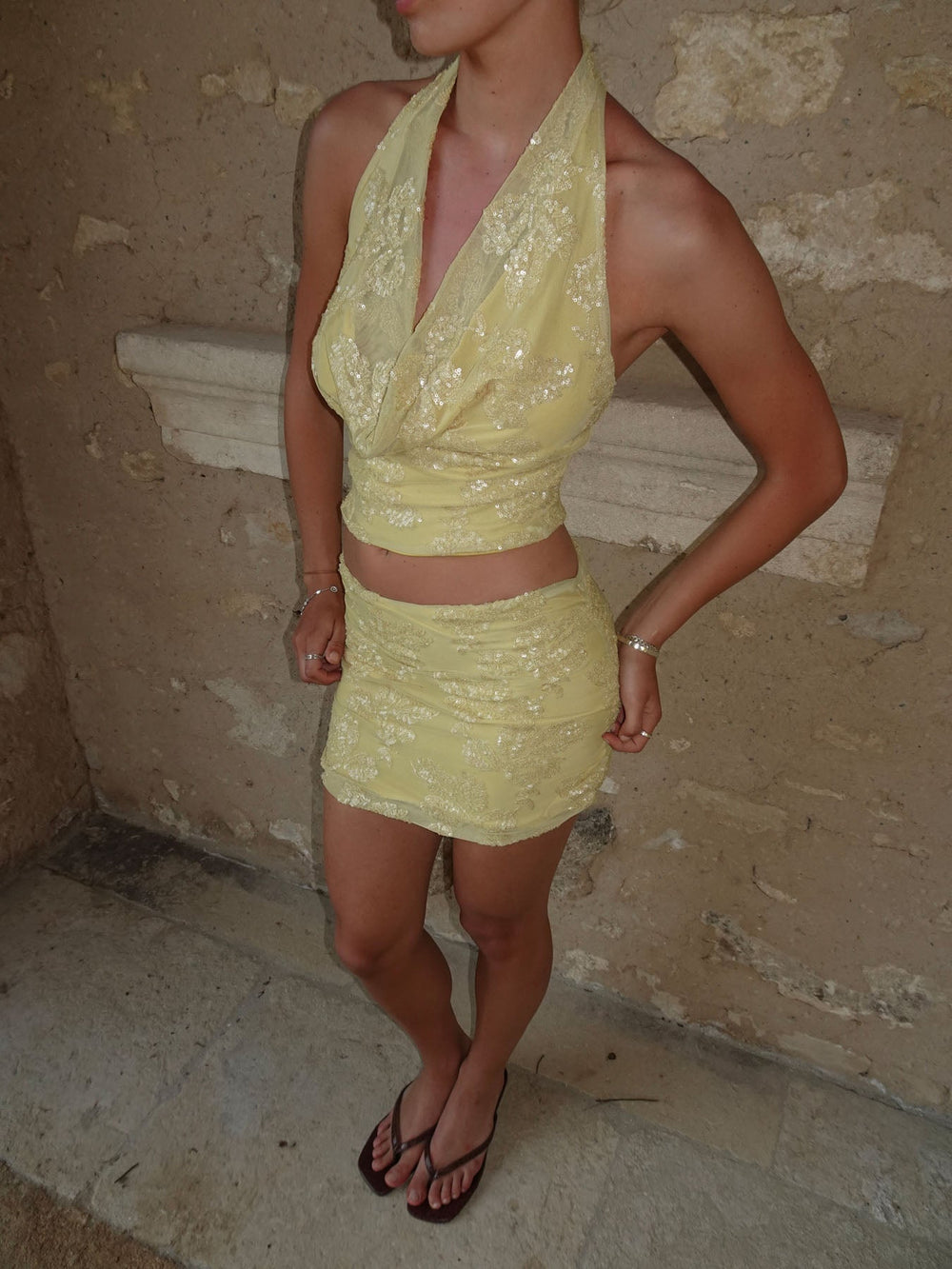 Aladinea skirt with sequins - Yellow