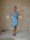 Aladinea skirt with sequin flowers - BLue