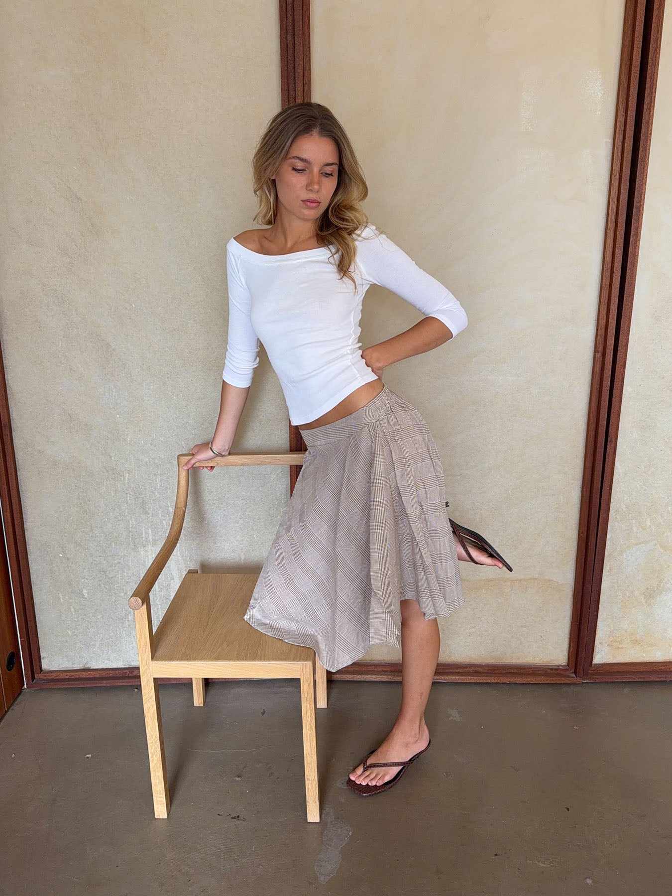 Mandy skirt with checkers - Beige – Designbysi.se