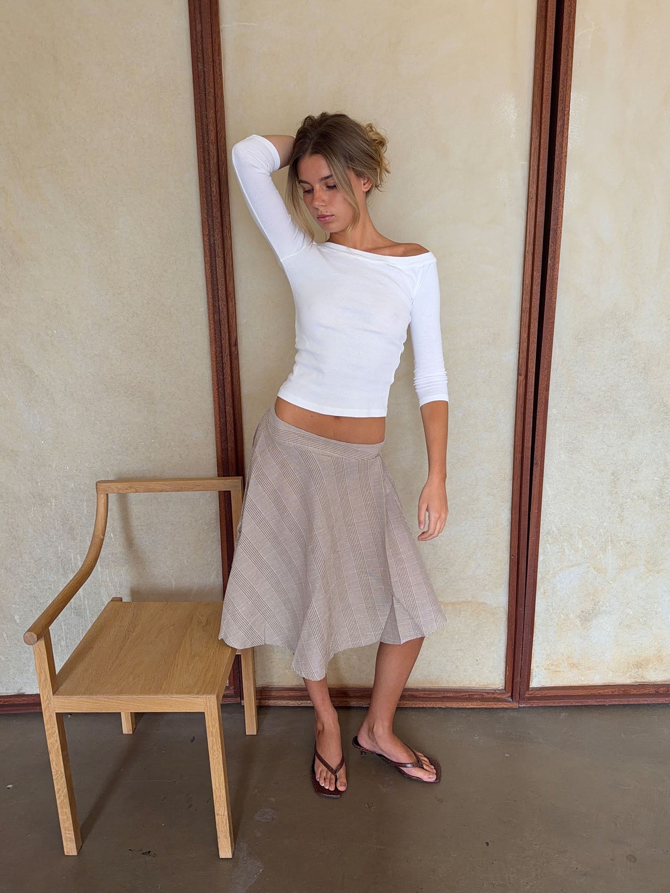Mandy skirt with checkers - Beige – Designbysi.se