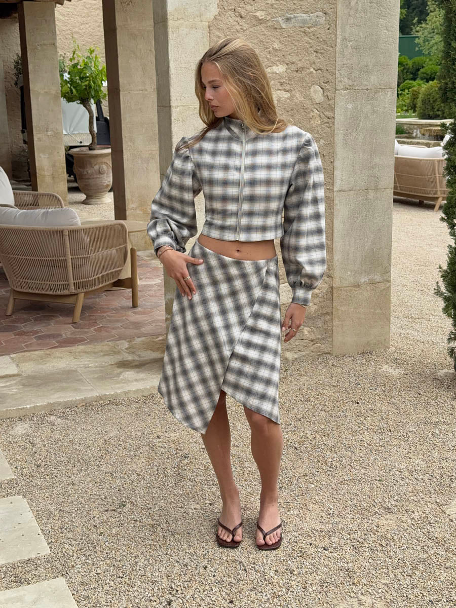 Miranda skirt with checkers - White/grey