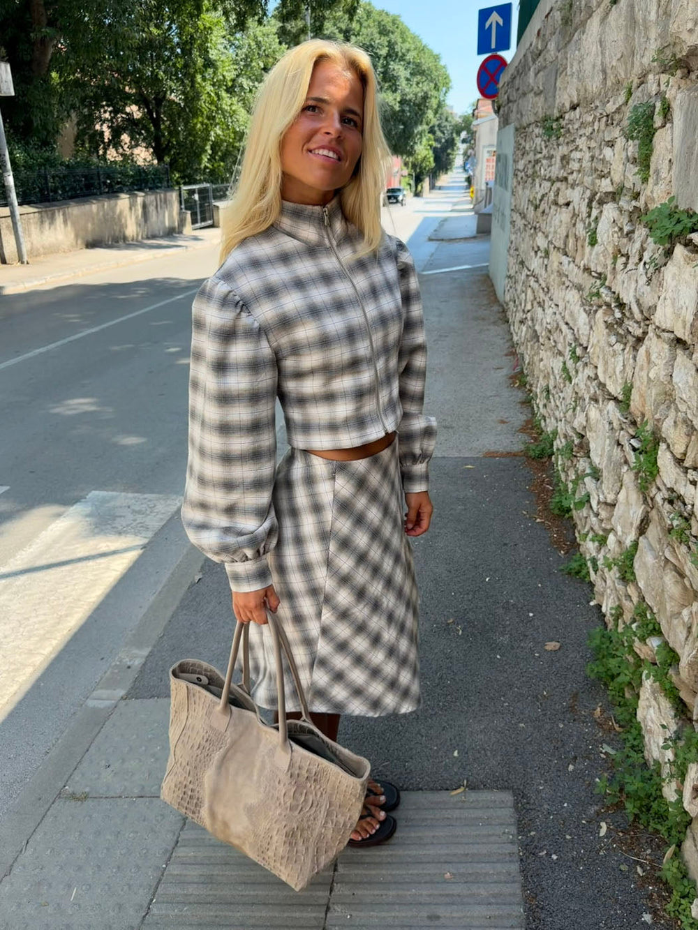 Miranda skirt with checkers - White/grey