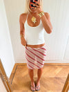 Scandivv skirt with stripes - Beige/red
