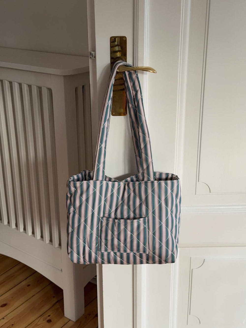 Honey tote bag with stripes - Beige/green