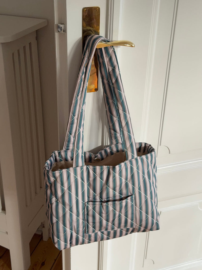 Honey tote bag with stripes - Beige/green