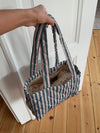 Honey tote bag with stripes - Beige/green