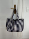 Honey tote bag with stripes - Navy/white