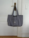 Honey tote bag with stripes - Navy/white