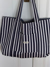 Honey tote bag with stripes - Navy/white