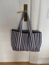 Honey tote bag with stripes - Navy/white