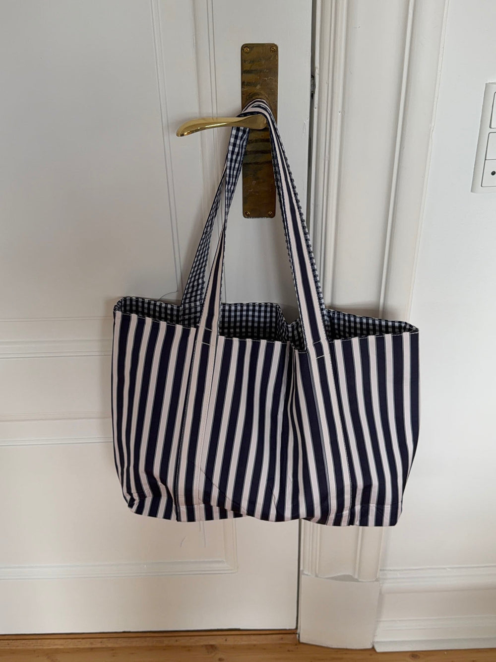 Honey tote bag with stripes - Navy/white