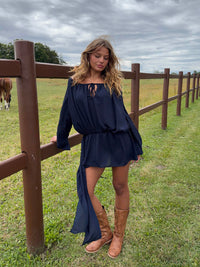 Aveline off shoulder dress - Navy
