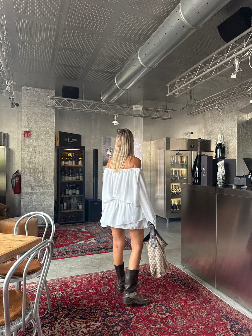 Aveline off shoulder dress – White