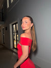 Carmana off shoulder dress – Red