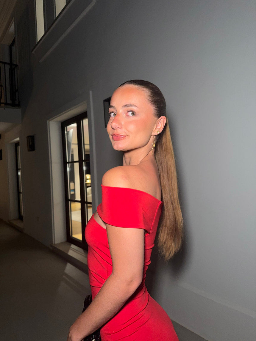 Carmana off shoulder dress – Red