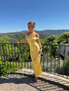Andie off shoulder satin dress - Yellow