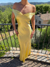 Andie off shoulder satin dress - Yellow