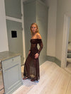 Silje off shoulder dress with lace - Brown