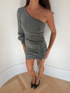 Kalina one shoulder dress - silver