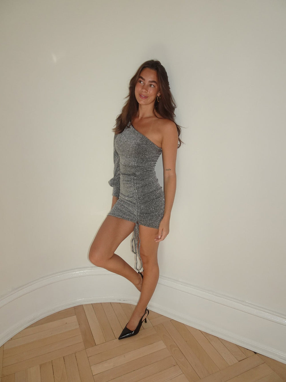 Kalina one shoulder dress - silver