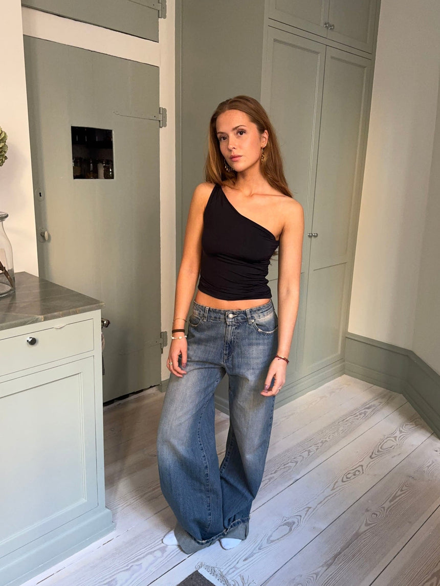 Larna one shoulder top - Black
