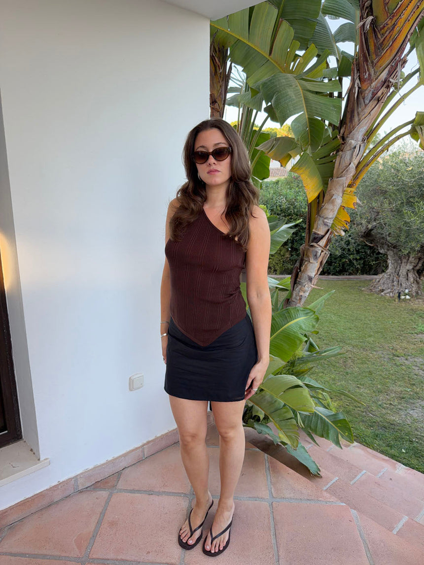 Frey one shoulder top - Brown