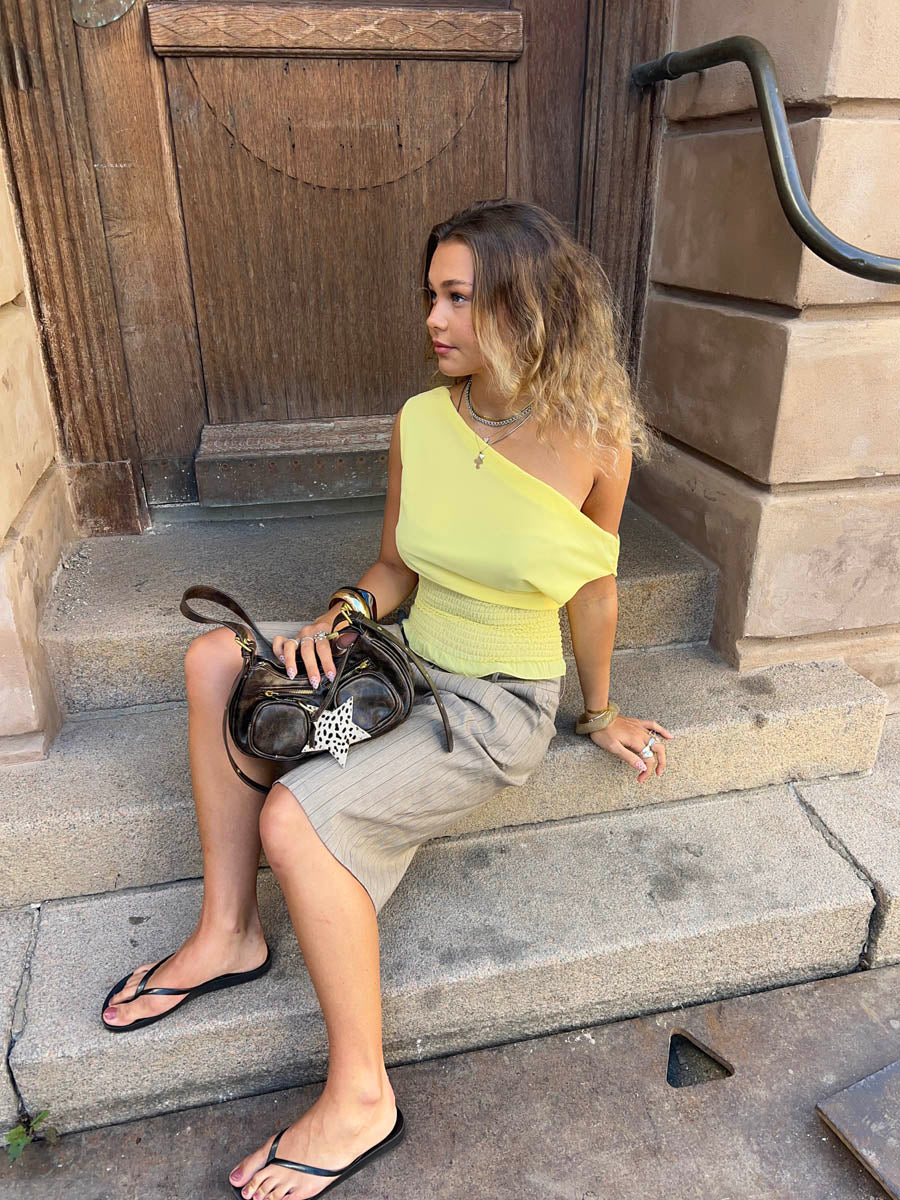 Tanua one shoulder top with smock – Yellow