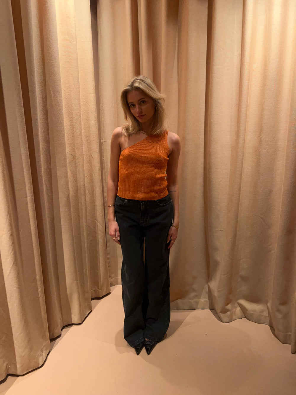 Cathie one shoulder top - Orange