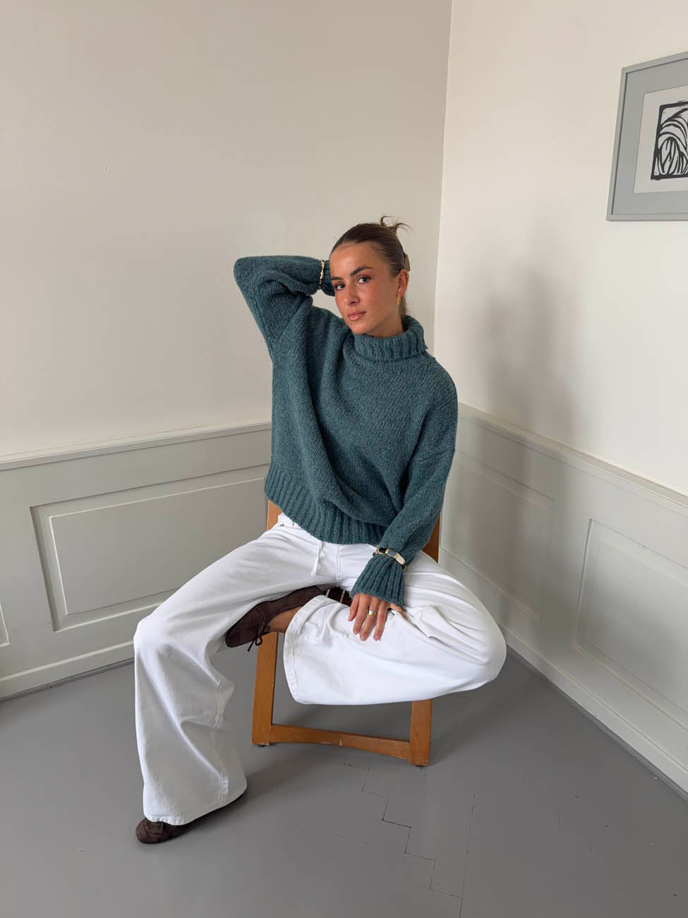 Valdamara oversized turtleneck - Blue – Designbysi.se
