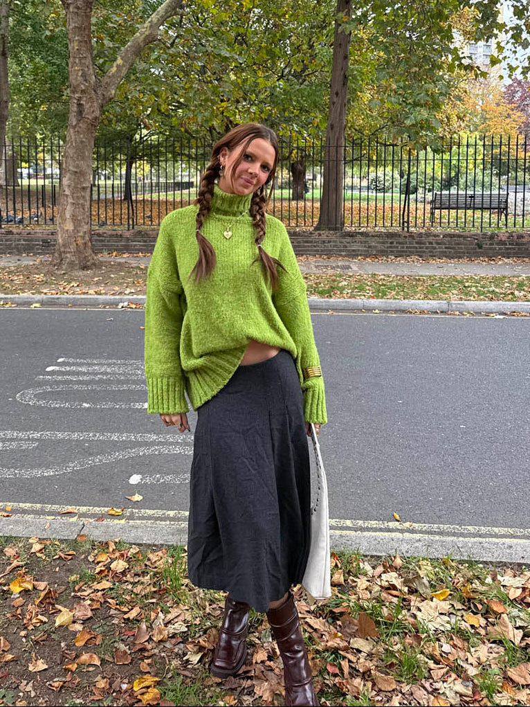 Valdamara oversized turtleneck – Lime Green – Designbysi.se