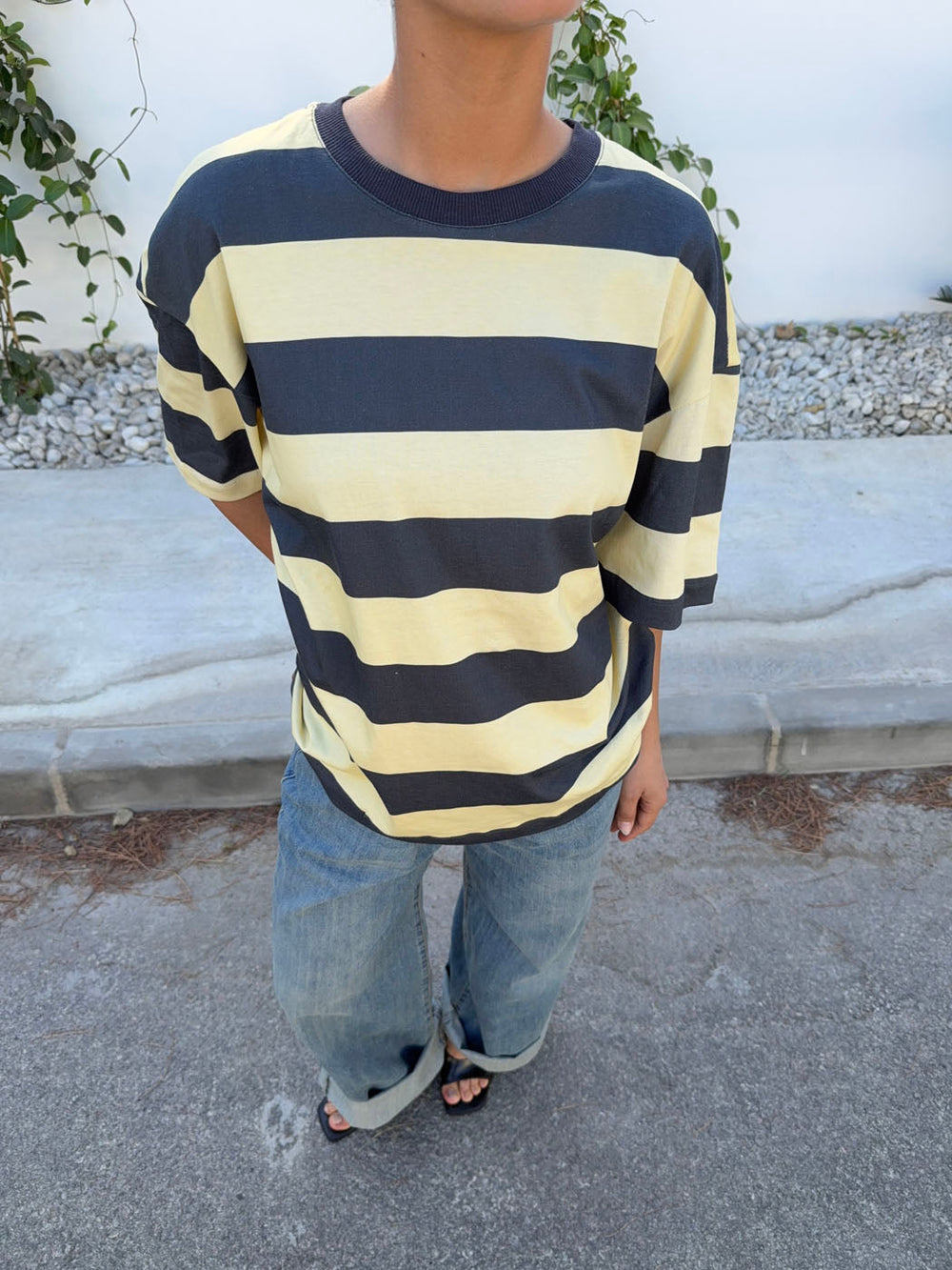 Zinnia oversized t-shirt - Gul/grå