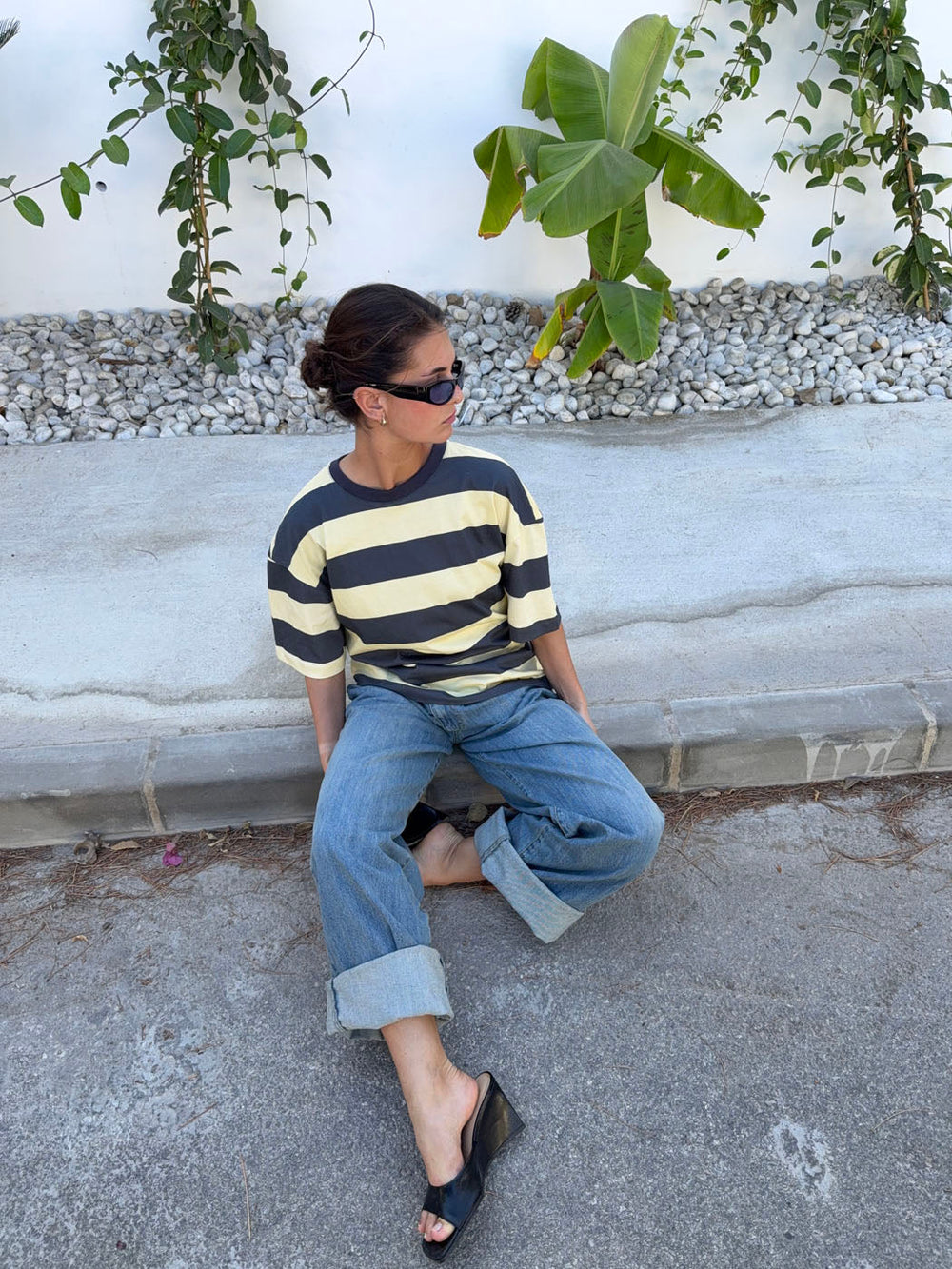 Zinnia oversized t-shirt - Gul/grå