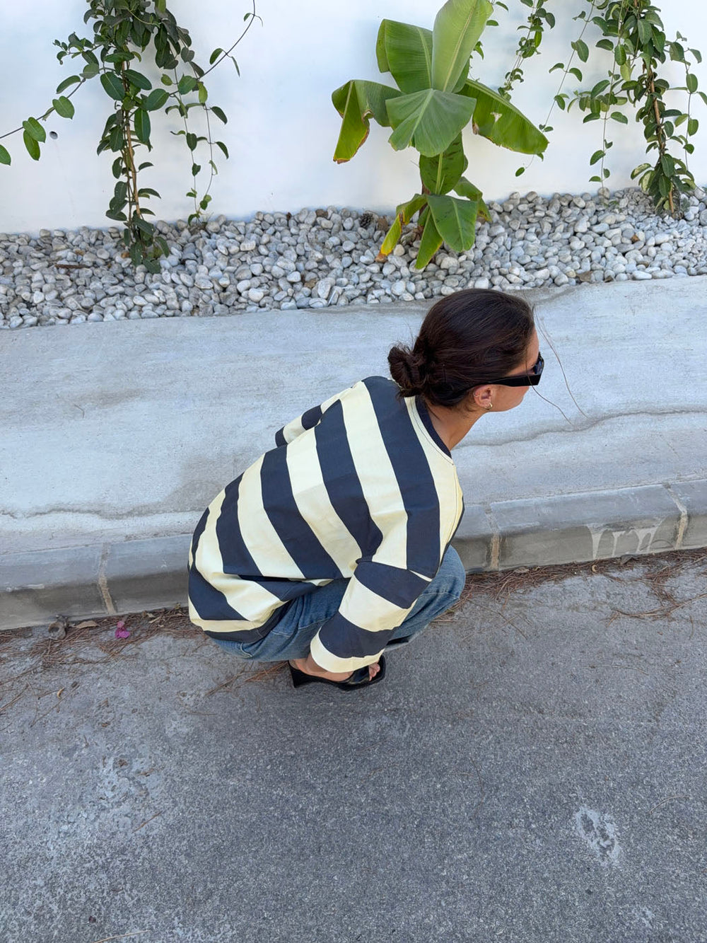 Zinnia oversized t-shirt - Gul/grå